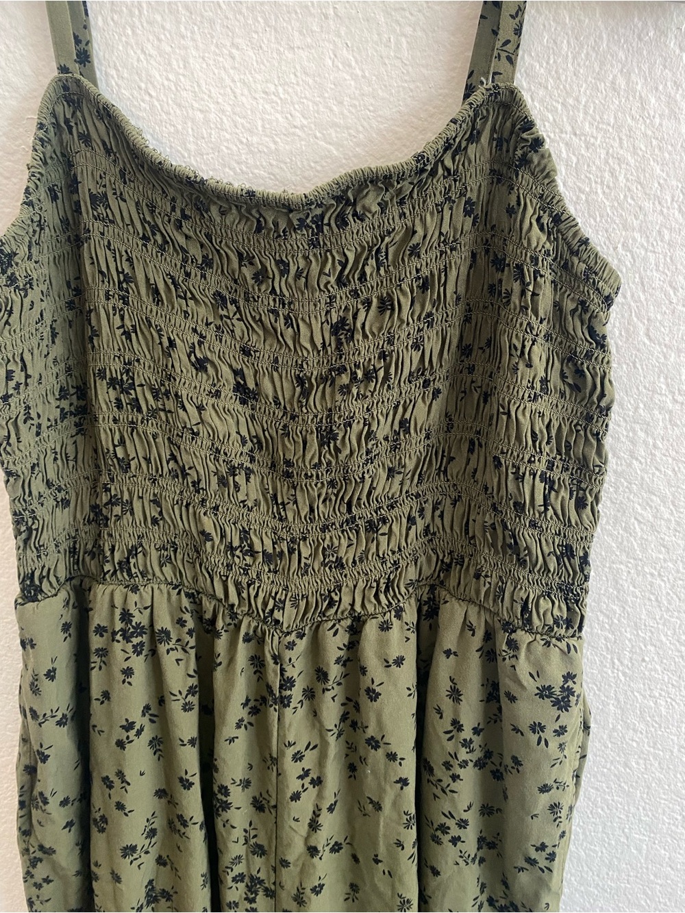 GAP Green Smocked Wide Leg Romper